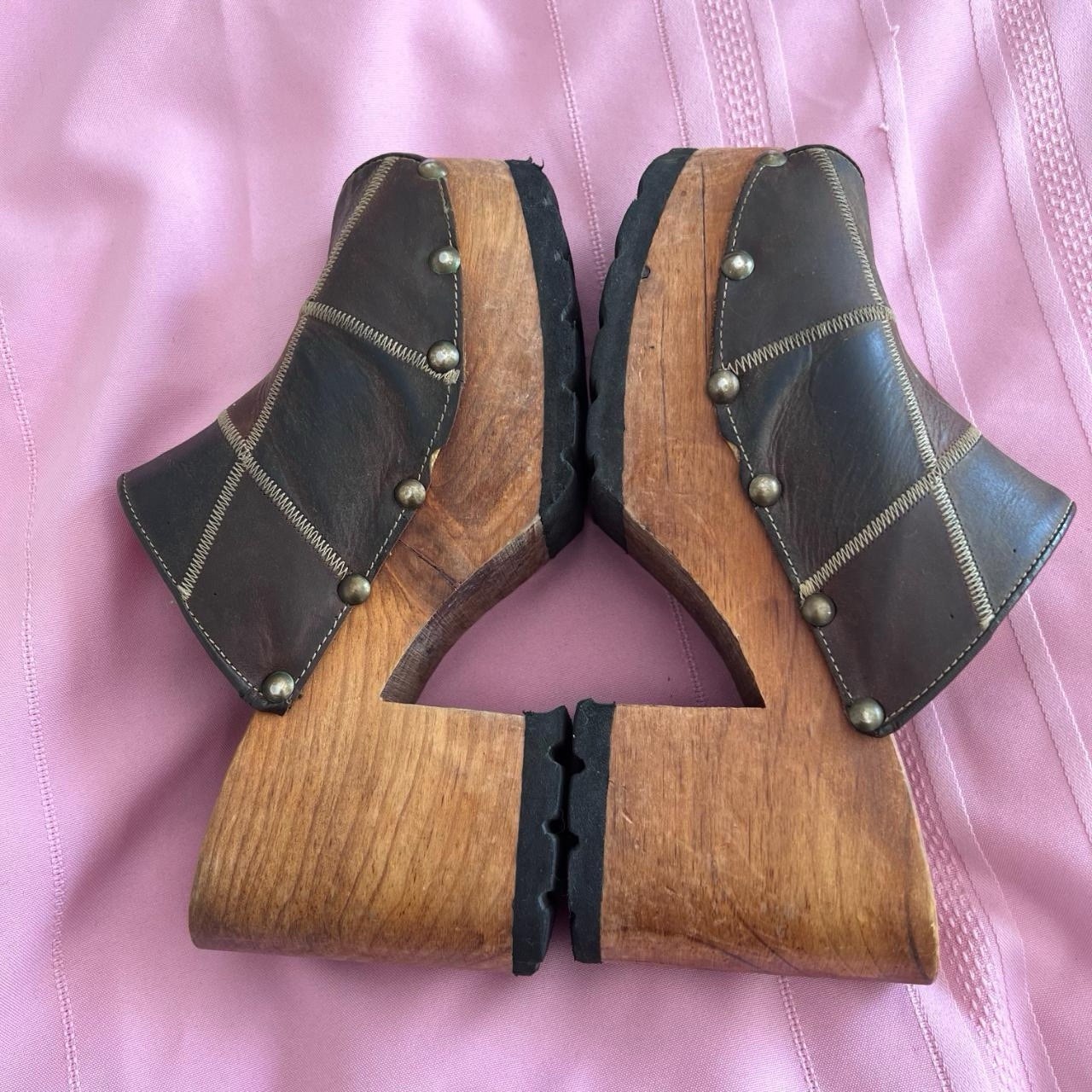 Vintage London Underground Patchwork Leather Wood… - image 3