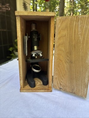 Seller Microscope With Dove Tailed Original Box High Power 100/200/300x