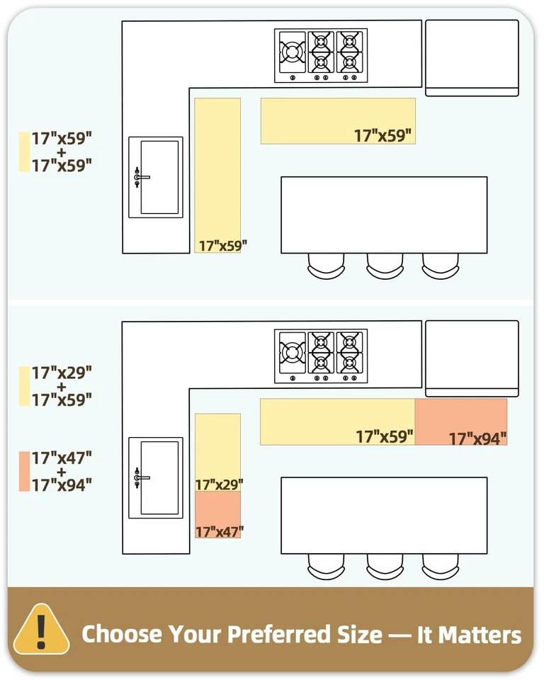 Cojín antifatiga alfombrilla de cocina acolchada para piso - 17x29+17x59, fácil limpieza,... Foto 2 de 4