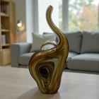 Vintage Murano-Style Art Glass Elephant Sculpture Brown Swirl Figurine 9” Tall