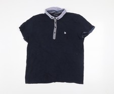 The Spitalfields Shirt Co Mens Blue XL Short Sleeve Cotton Polo