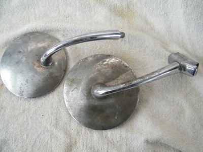 2 Vintage Car Door Mirrors edge clamp round (parts-repair) RAT ROD Not Matching