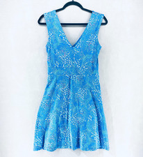 Patagonia Dress Womens S Blue Organic Cotton Blend Knee Length Tennis Wrap