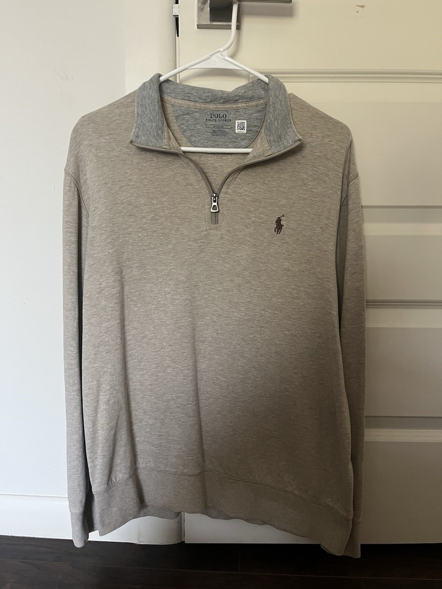 Ralph Lauren Luxury Jersey Quarter-Zip Pullover – Expedition Dune Heather (M)