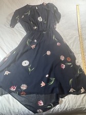 Banana Republic Floral Print Dress Sheer Blue Size 2