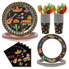 120 PCS Mexican Fiesta Party Decorations Cinco De Mayo Plates Cups 24 Guests