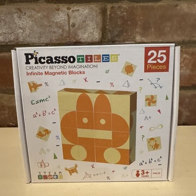 Picasso Tiles Mix and Match 25 Piece Magnetic Puzzle Cube Set W Idea Book