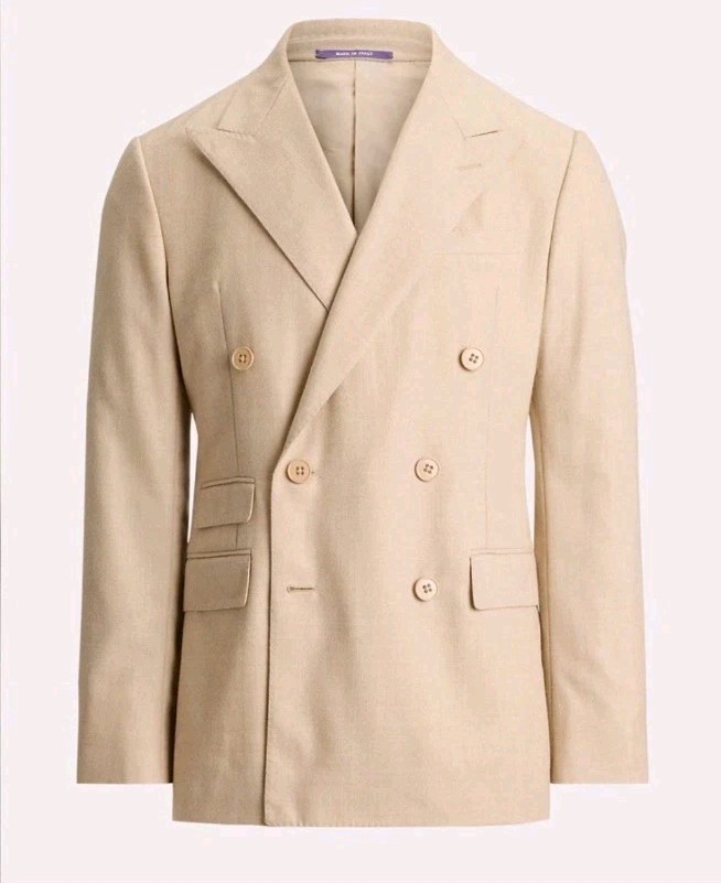 Ralph Lauren Purple Label  Silk Linen Double Breasted Full Suit Sz 40
