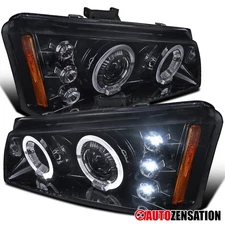 Fit 2002-2006 Avalanche 03-07 Silverado Smoke LED Halo Projector Headlights Lamp