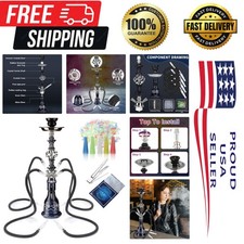 Complete 22" Hookah Shisha Set - Enjoy with Friends, 4 Leather Hoses included