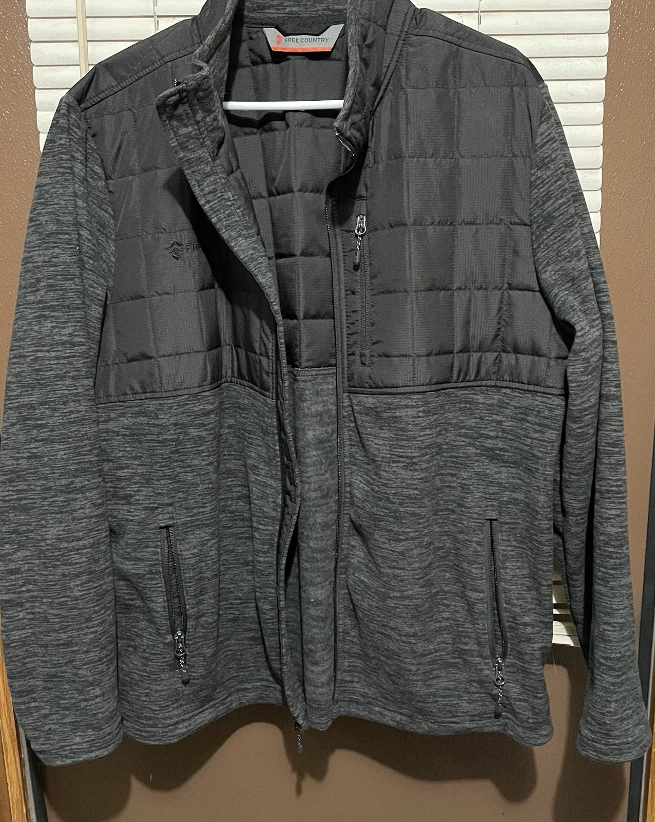 Free Country Jacket Soft Shell Men's Large 42/44 Black Full Zip Long Sleeve