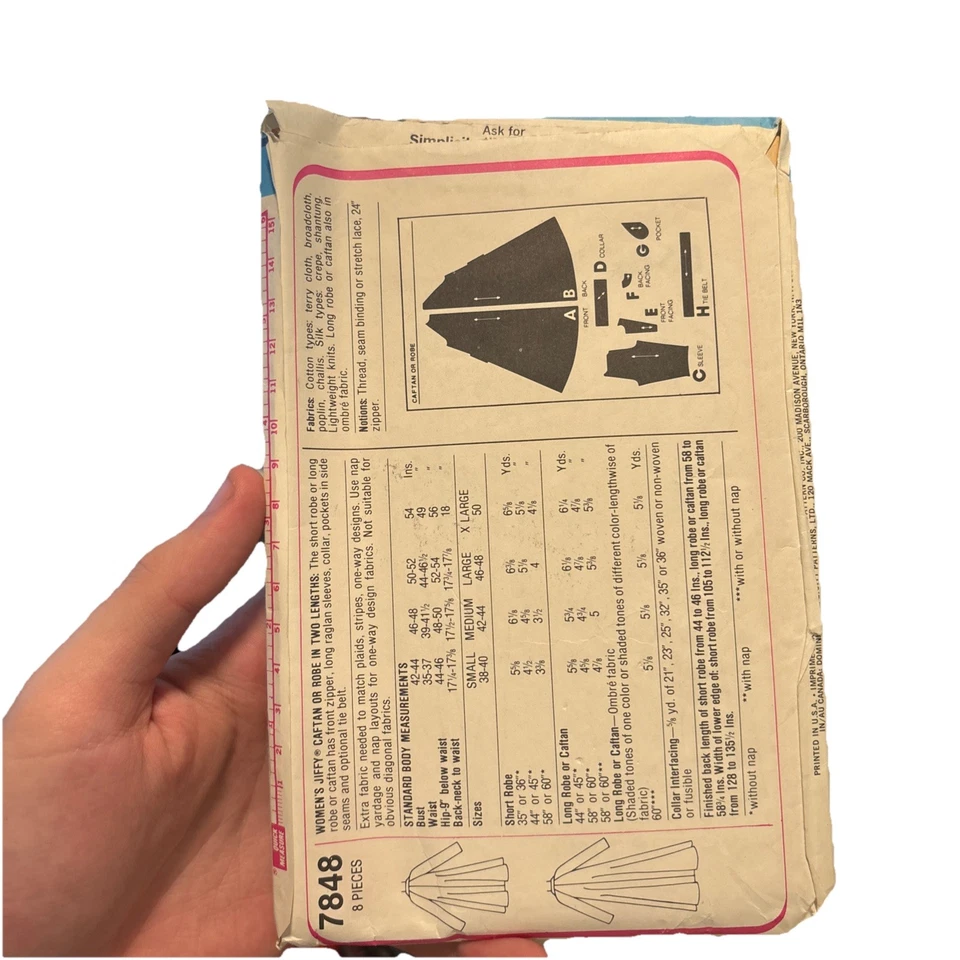 Vestido vintage años 70 Simplicity 7848 acampanado caftán patrón talla grande 42 44 sin cortar Foto 2 de 2