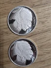 (2) 1 Troy oz Buffalo .999 Fine Silver Round Total 2 Oz From Tube BU