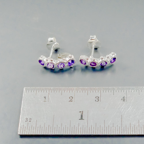 Fine Jewelry Earrings Natural Amethyst Earrings 925 Sterling Silver /E121020 - Picture 3 of 8