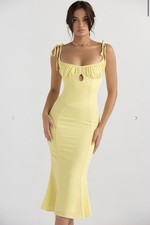House Of CB Soren Dress Size M Plus Cup Buttercup Yellow Mermaid Midi RRP $662