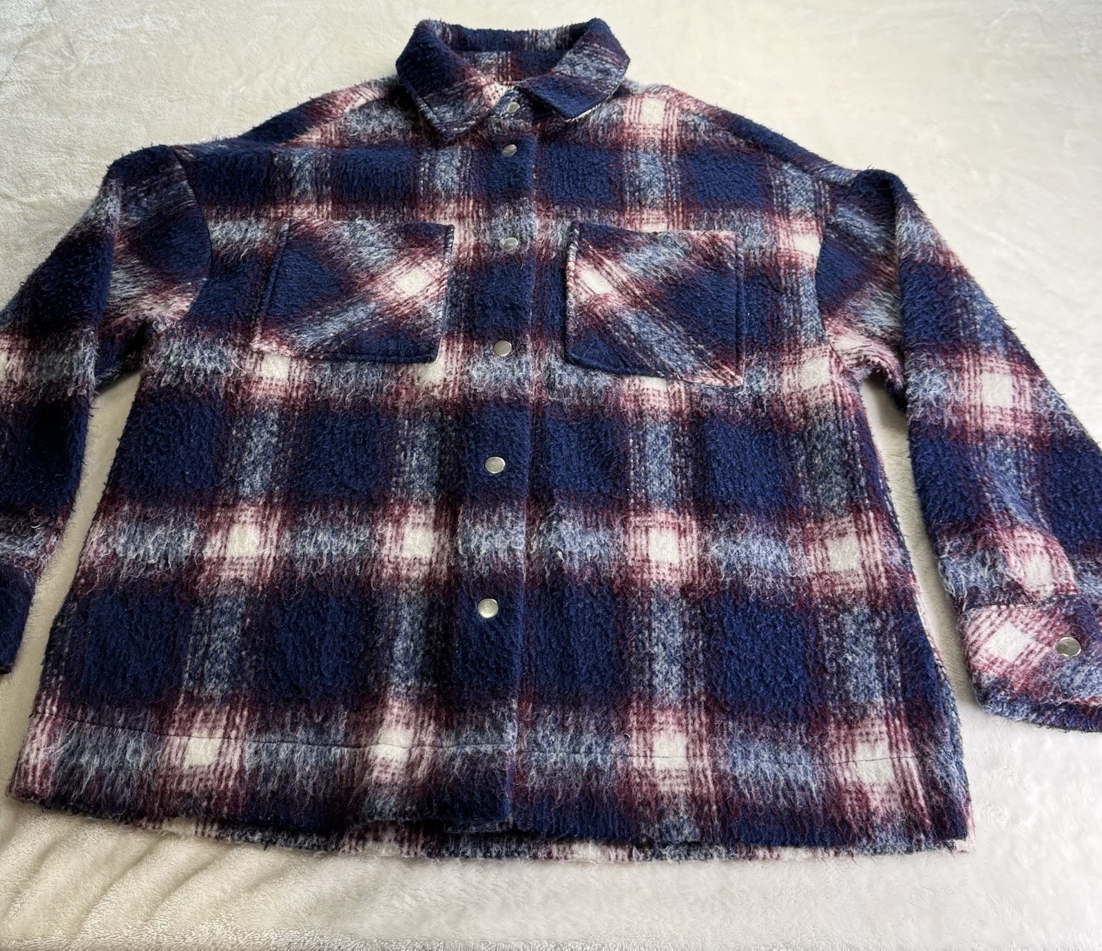 Willow + Root Shacket Size Medium Flannel Blue Ma… - image 1