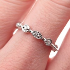 925 Sterling Silver Round-Cut C Z Eternity Band Ring Size 6.25