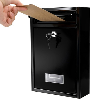 Wall Mount Mailbox for Outside, Mail Box with Key Lock, Steel Cover