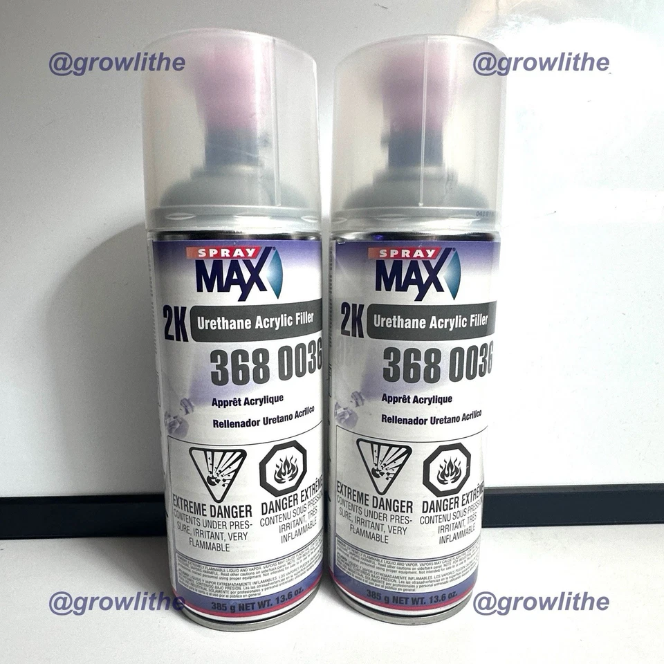 2K Spray Max Urethane Acrylic Filler Primer Paint Gray 3680036 2 Pack New Sealed