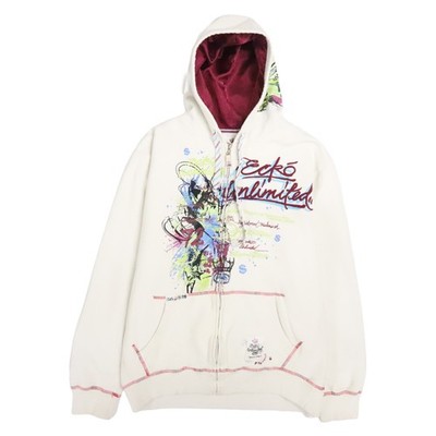 Vintage Ecko Unlimited Graffiti Full Zip Sweatshirt Hoodie Size XL Y2K