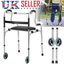 Lightweight folding mobility Zimmer walking frame height adjustable w/ Wheels UK