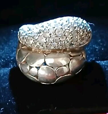 JOHN HARDY Ring Sz White Sapphires Kali Arus Double Dome Dots 925 REAL & GORG!