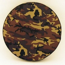 Camouflage Spare Tire Cover On Black Vinyl - Optional Camera Port