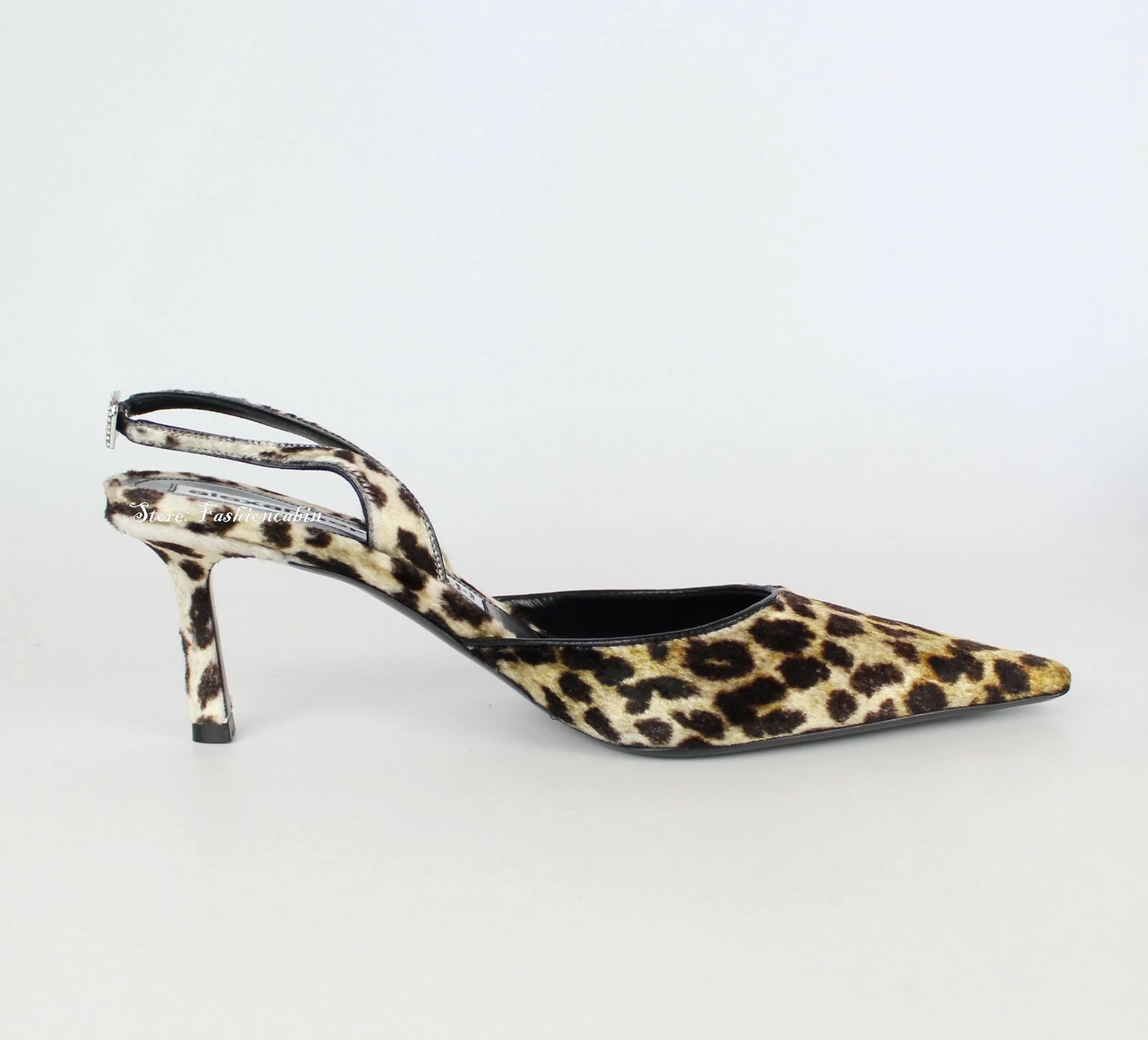 NUOVA pompa in velluto leopardato con logo Alexander Wang Grace impreziosita EU39 5 MSRP $ 850