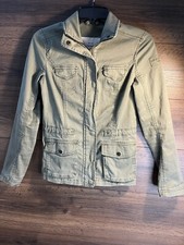Abercrombie Kids Army Green Cargo Denim Jacket Pockets Utility Kid's Size XL