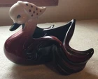 VINTAGE MCM HULL USA MOTHER GOOSE DUCK SWAN CERAMIC PLANTER POLKA-DOT BONNET
