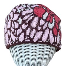 Patagonia Knit Beanie Cap Hat Youth One Size Pink White Brown Fleece Lined