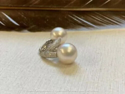 1.60Ct Round Natural Pearl Drop/Dangle Stylish Earring's 14K White Gold Plated - Picture 3 of 8