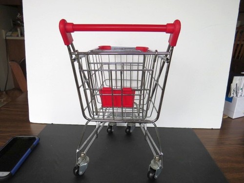 Small Metal Grocery Shopping Cart Realistic Replica Pretend Play / Decor - Picture 16 of 24