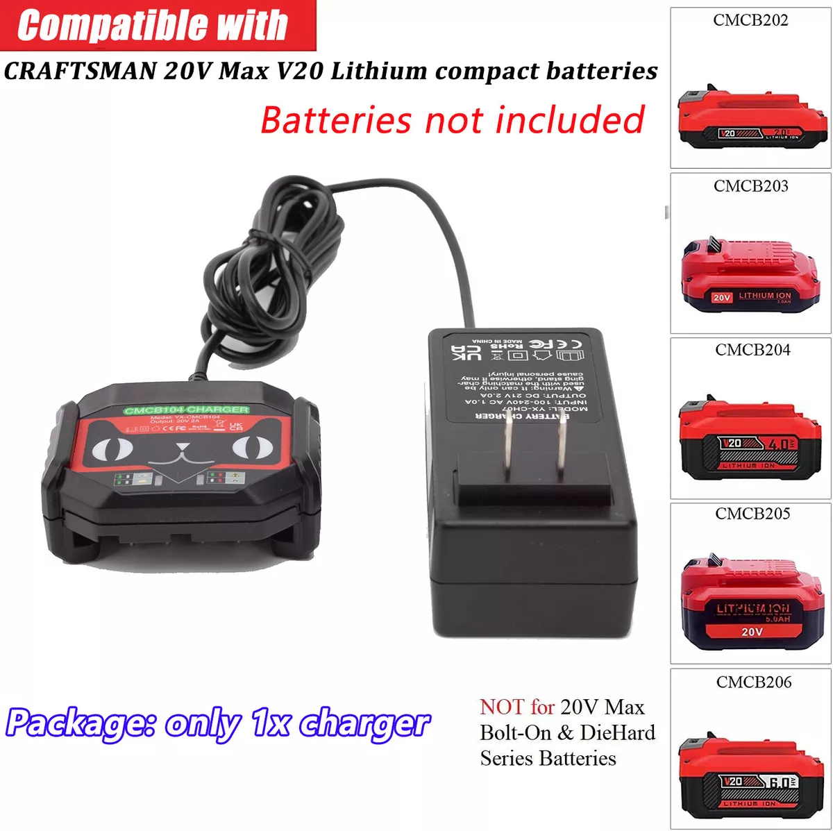 Diehard 20V Lithium-Ion Battery Charger, Quick Battery Charger