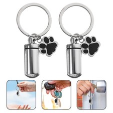 2 Sets Pet Ashes Pot Pendant Stainless Steel Pet Urn Hanging Pet Bone Ash Jar