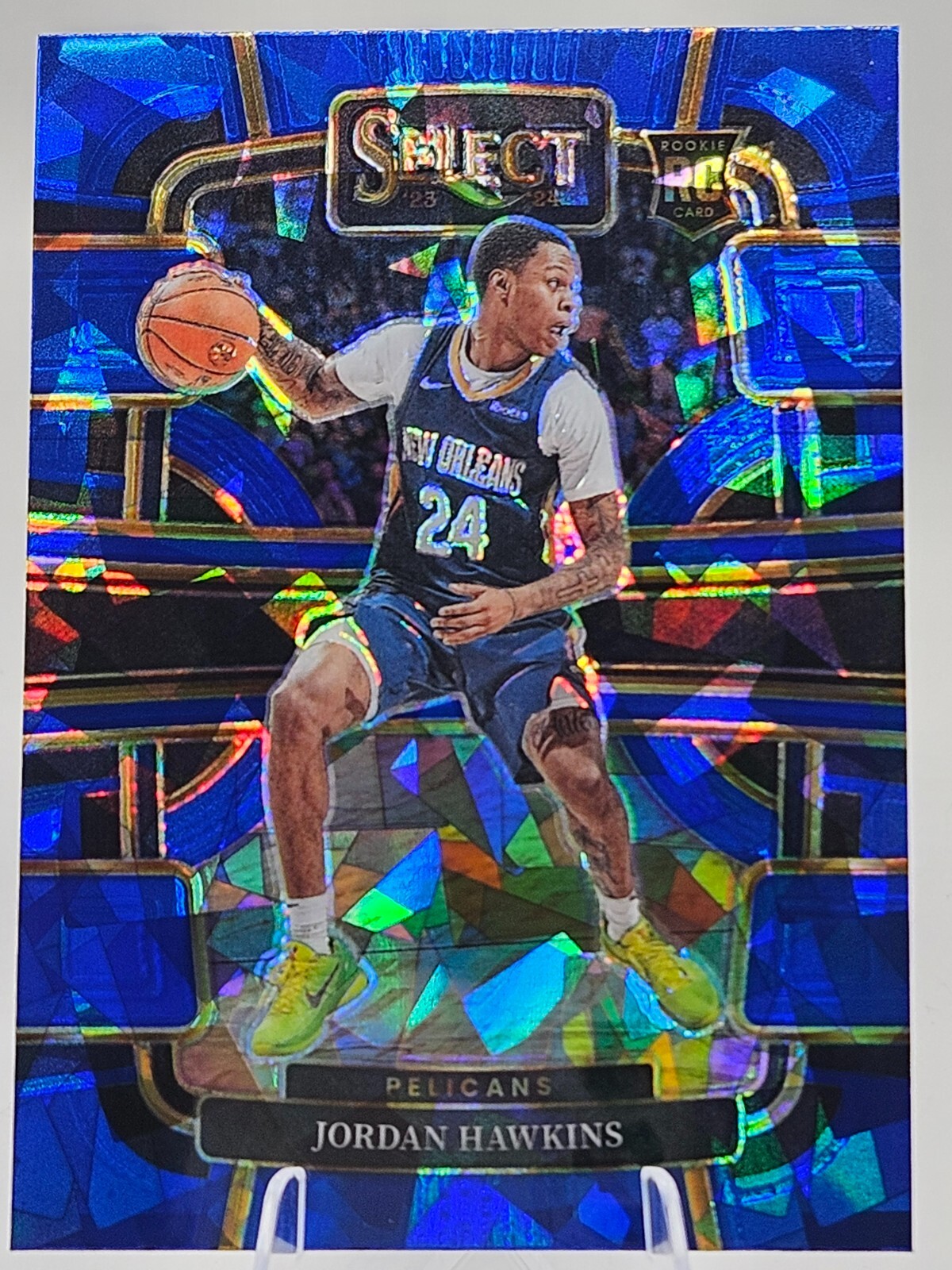 2023-24 Panini Select #72 Jordan Hawkins Blue Cracked Ice Prizms