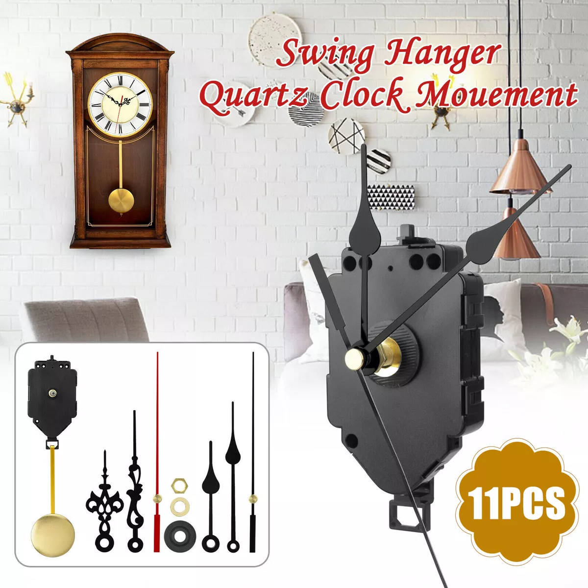 Quartz Pendulum Wall Clock Movement DIY Kit Silent Repair Parts w