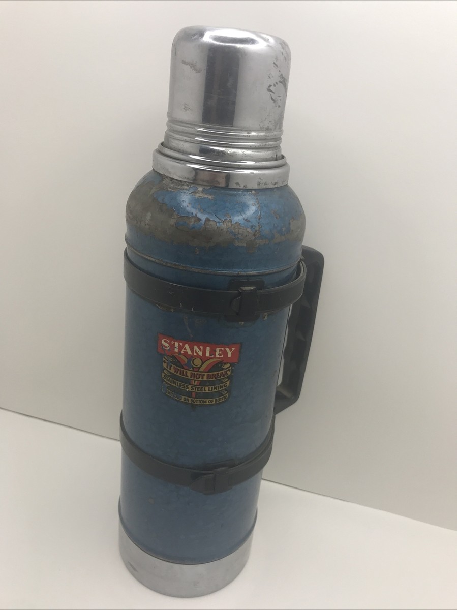 Vintage Stanley Super Vac Thermos Vacuum Bottle Blue 1949 No Cork See  Desc