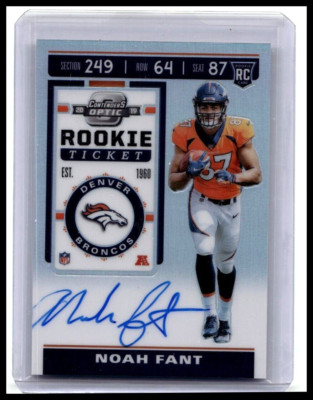 NOAH FANT 2019 PANINI CONTENDERS ROOKIE TICKET SILVER ON CARD AUTO RC #124