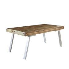 Retro Wood and Metal Legs Handmade Medium Dining Table Dining Room Furniture
