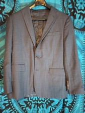 Stafford Executive Classic Fit Super 100 Navy Plaid Wool Blazer US size 44 Reg