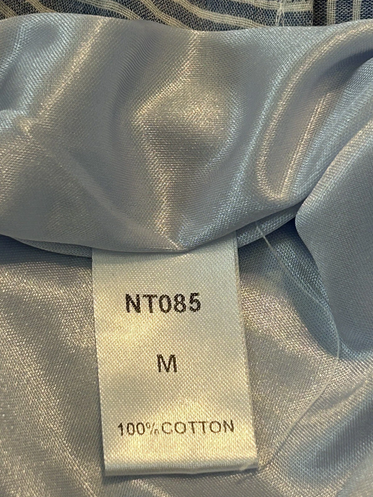 VETEMENTS Abito Cambio The Impeccabile Pig S Blu Bianco Righe Ricamato 100% Cotone