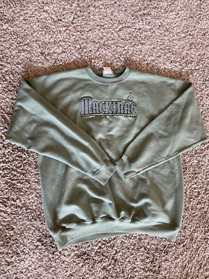 Vintage 90s Mackinac Island Michigan Crewneck Sweatshirt Olive Green Size XL