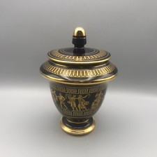 Vintage Ceramic Greek URN Vase with Lid Made in Greece in 24 K Gold 7'' high