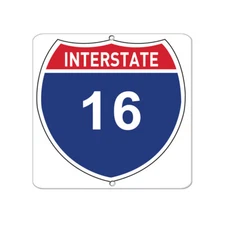 Square Metal Sign Multiple Sizes Interstate 16 Traffic Road Weatherproof Street