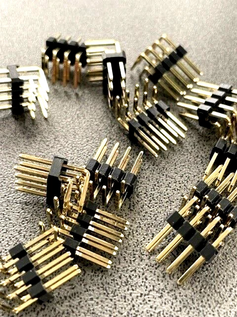 50 Stück 8 polige Stiftleiste RM 2.54 mm 90° zweireihig gewinkelt vergoldet - Bild 1 von 3