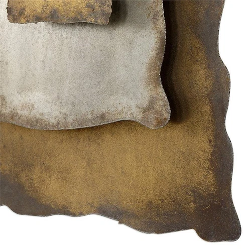 Maklaine Contemporary Metal Wall Panel in Gold and Silver Finish - Picture 6 of 7