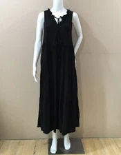 Max Studio Tiered MIDI Dress Womens Size Xs Sleeveless Black New 1904A59