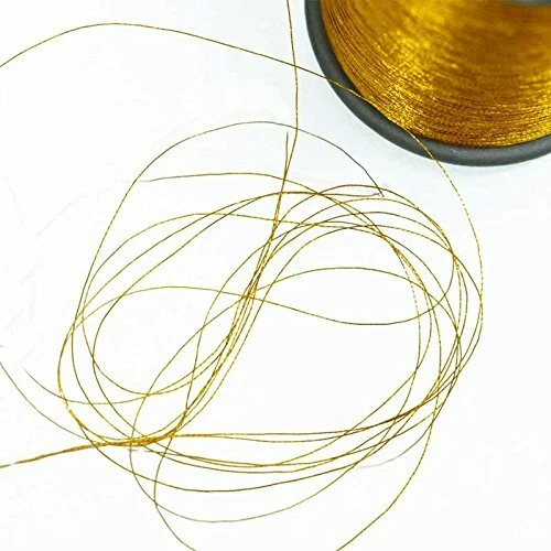 Metallic Zari Thread Embroidery For Sewing and Jewelry Making 0.1MM Yellow 2Pcs - Image 3 of 4