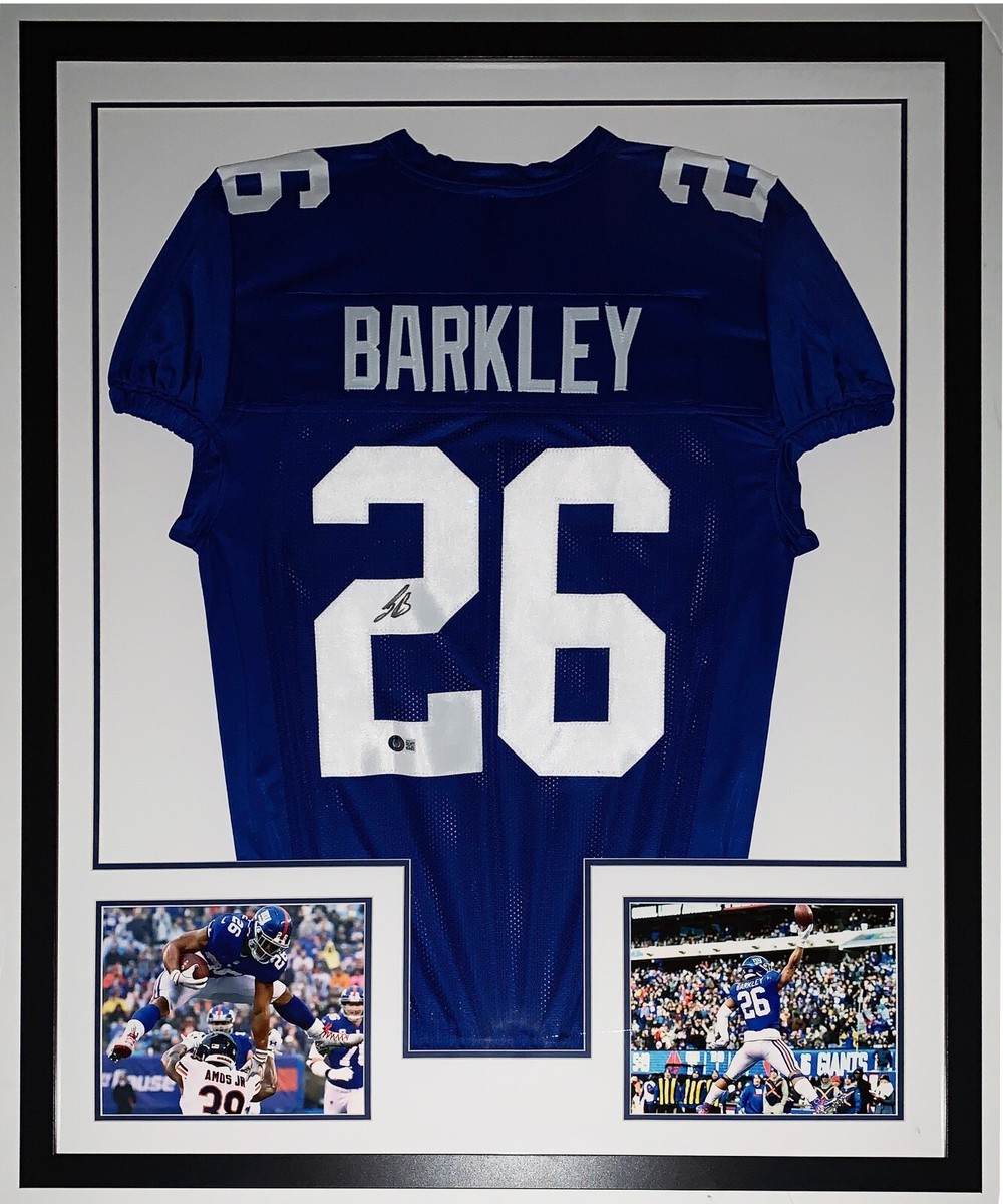 Saquon Barkley Autographed Giants Jersey Beckett BAS COA Framed